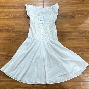 Free People White Ruffle Lace Bodice Dress